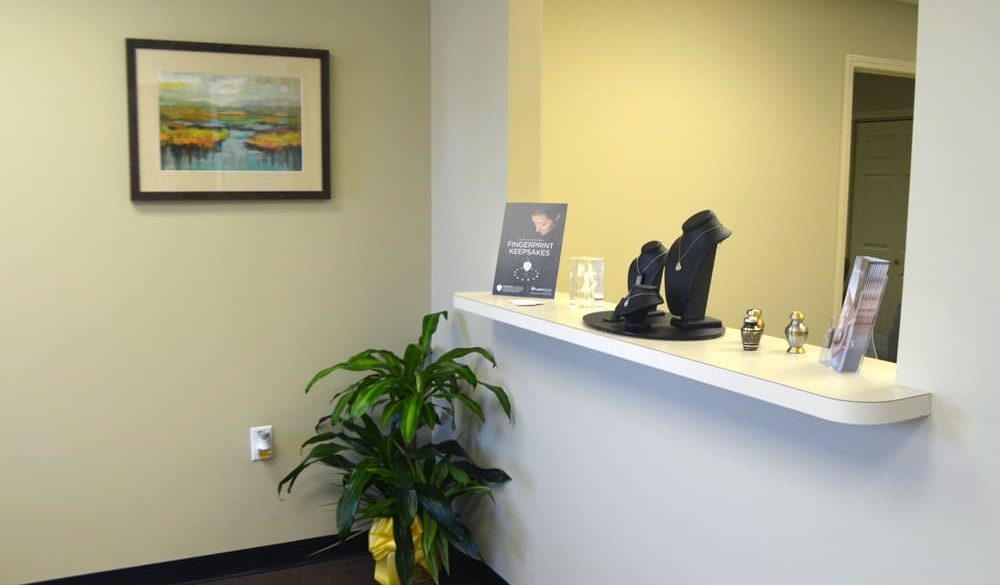 Legacy Touch display counter at Georgia Cremation's Fayetteville location